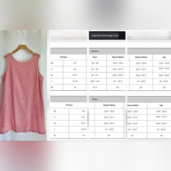 Beach Lunch Lounge Red & White Sleeveless Stripe Linen Dress - Picture 3 of 15